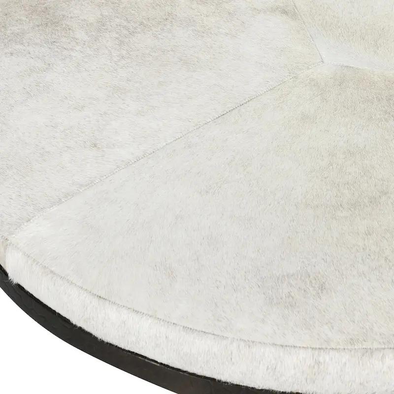 Ivory Leather Hide Coffee Table with Iron Base