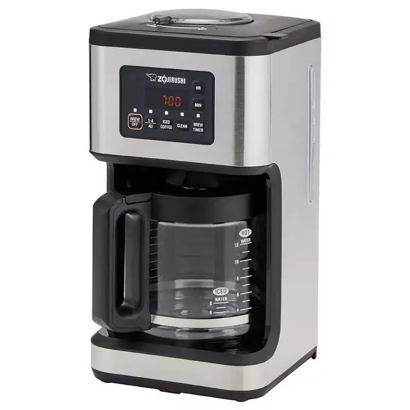 Zojirushi Dome Brew Programmable Coffee Maker EC-ESC120 Stainless Black: 12-Cup Drip Machine with Timer #38; Glass Carafe