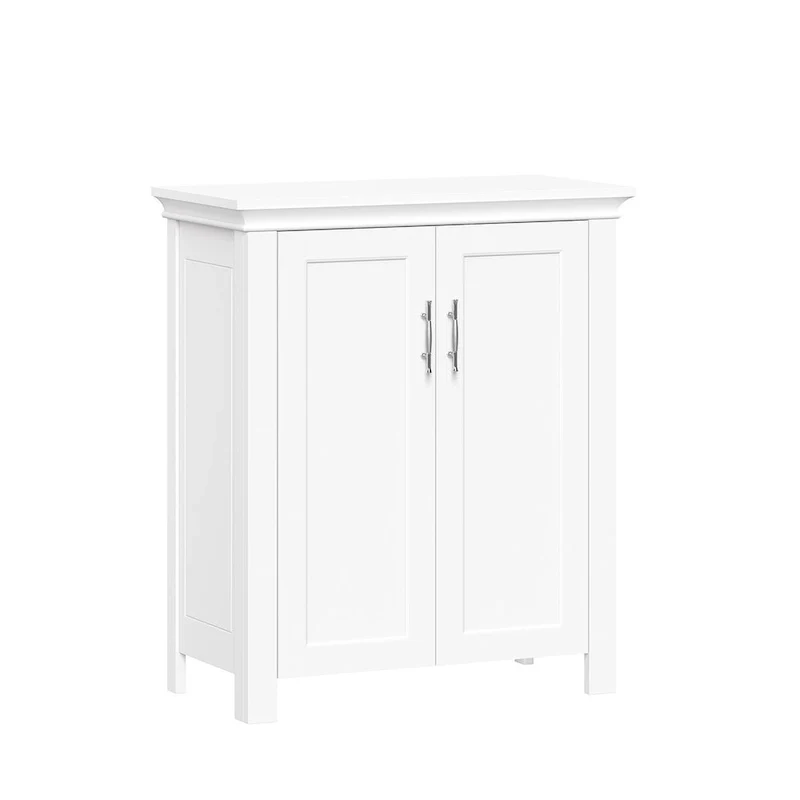 White Bathroom Floor Cabinet with 3 Shelves