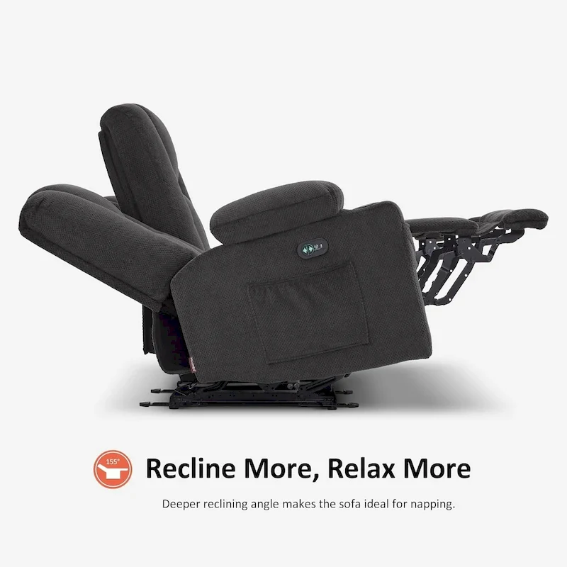 Electric Power Reclining Sofa with Massage and Lumbar Heat, Fabric