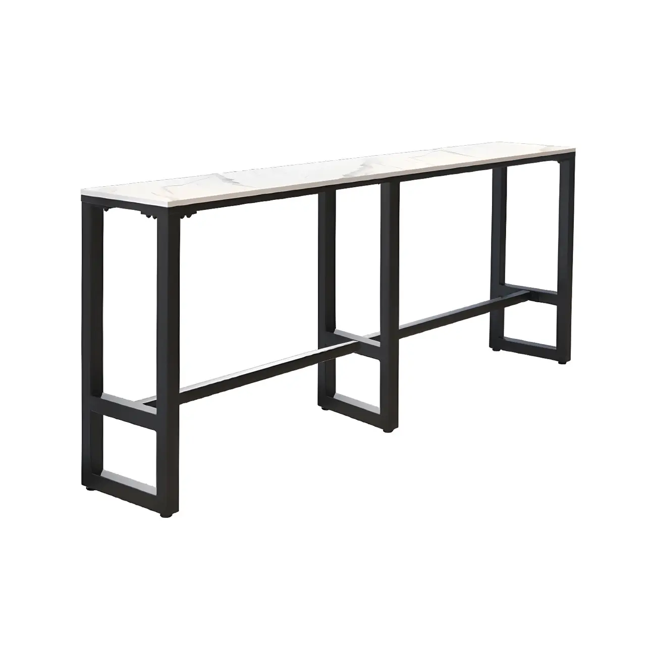 Rectangular White Marble Top Bar Tables with Iron Base