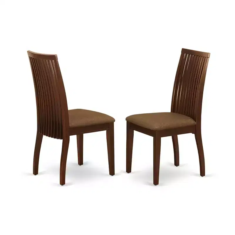 HomeStock Ipswich Dining Room Chairs Linen Fabric Solid Wood Chairs Set of 2 Mahogany