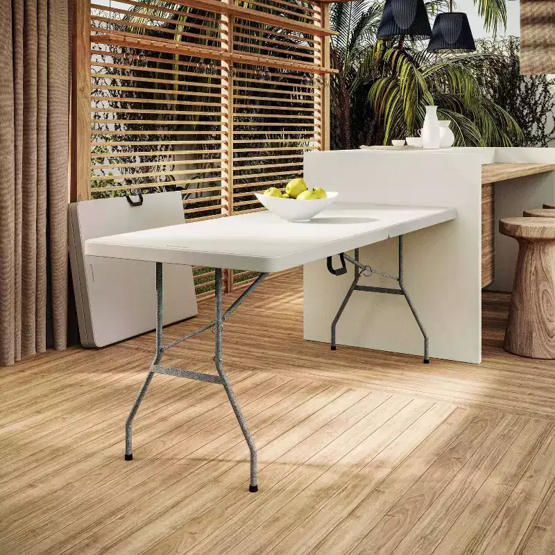 Techni Home 6' Folding Table with Easy-Carry Handle Granite White