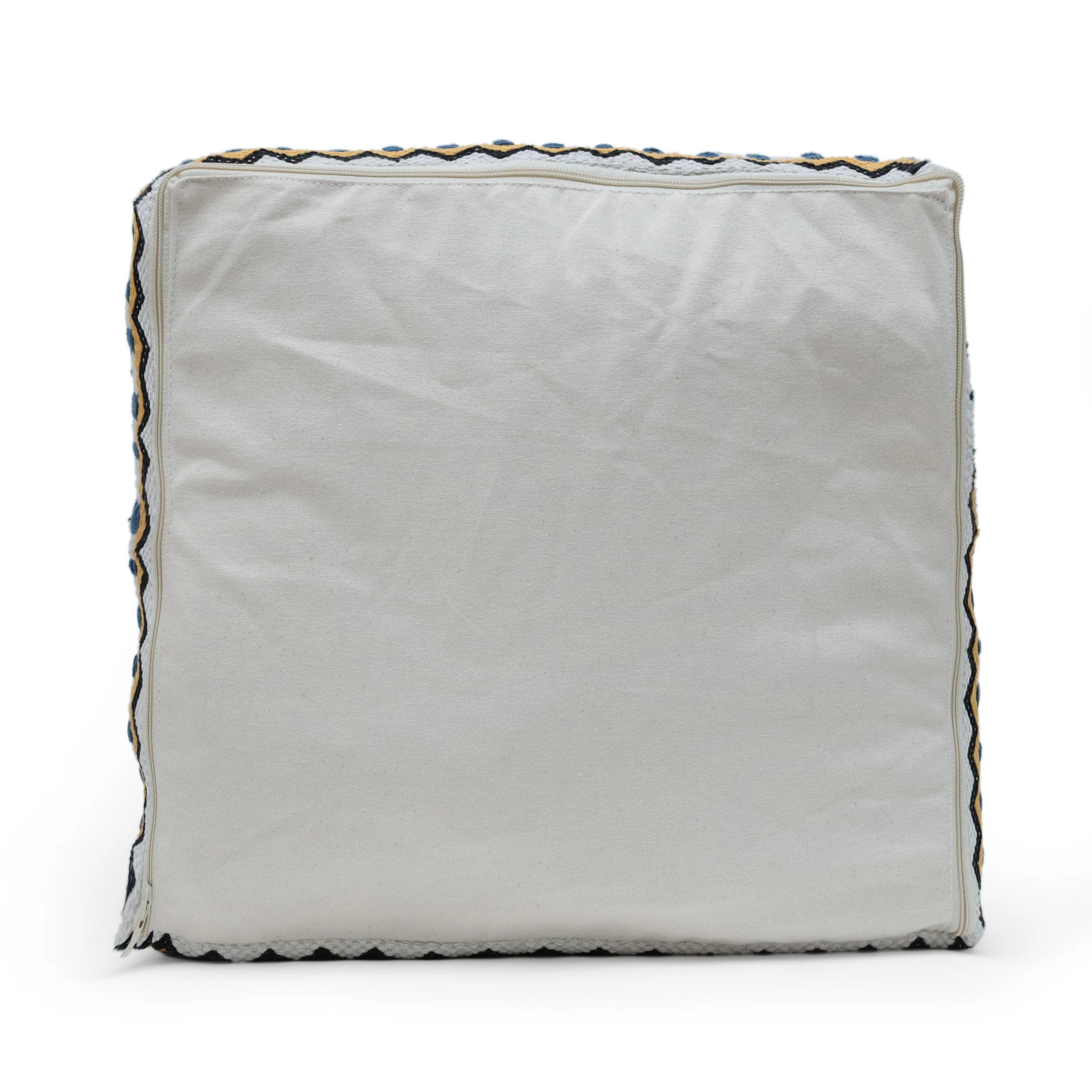 Boho Handcrafted Peruvian Print Cube Pouf - NH615413