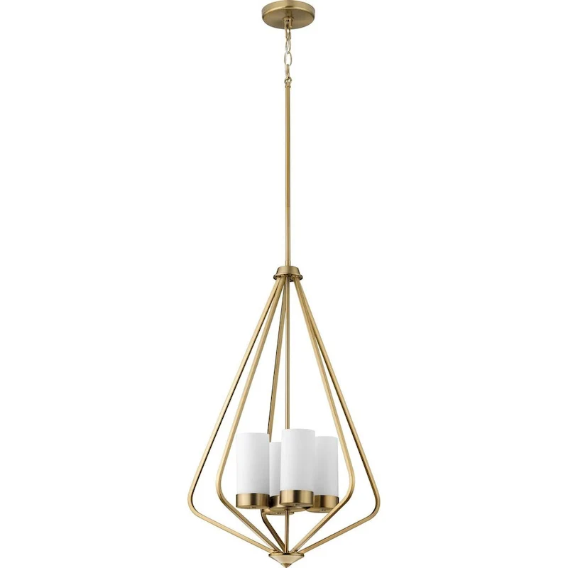 Elevate Collection 4-Light Brushed Bronze Etched Glass Modern Pendant Hanging Light - 20 in x 20 in x 30 in