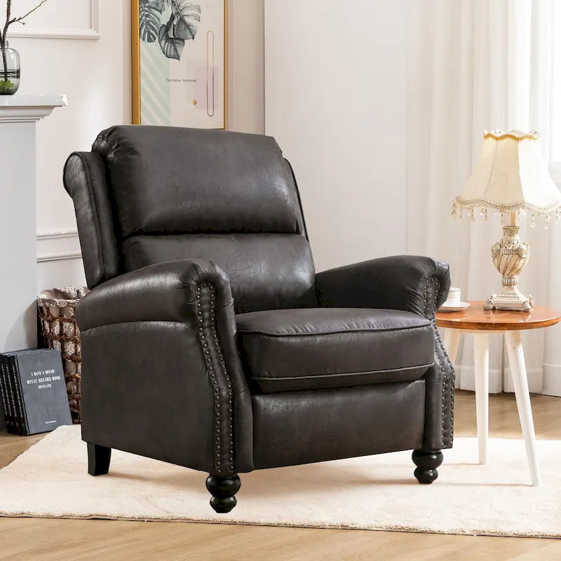 Armchair Pushback Club Recliner with Rivet Decoration