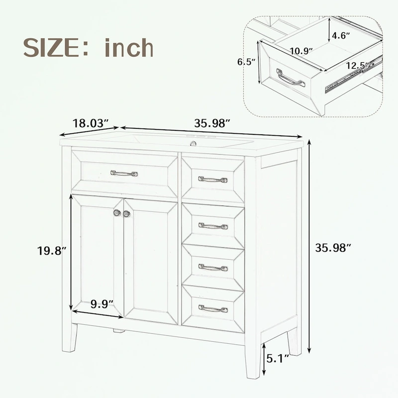 Bathroom Cabinet with Drawers and Sink Combo