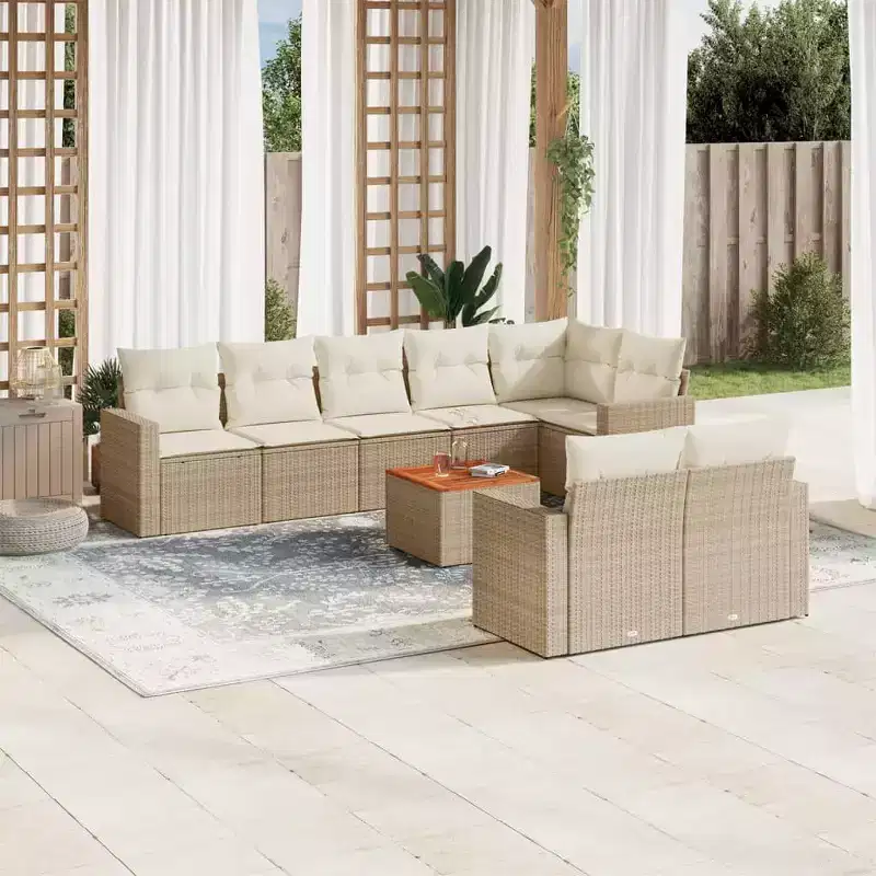 vidaXL 9 Piece Patio Sofa Set with Cushions Poly Rattan