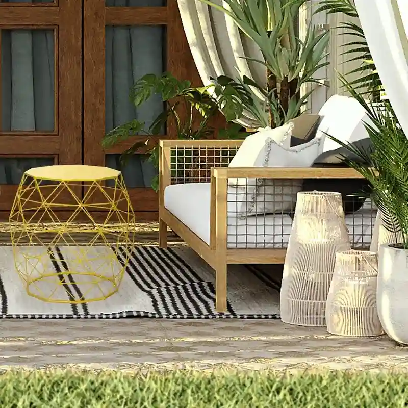 Adeco Accents Geometric Iron Side Table