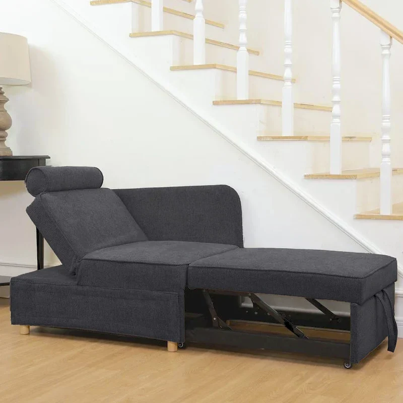 Hansabenne 4 in 1 Multi-Function Folding Sofa Folding Bed Single Futon Couch Guest Bed with 2 Throw Pillows