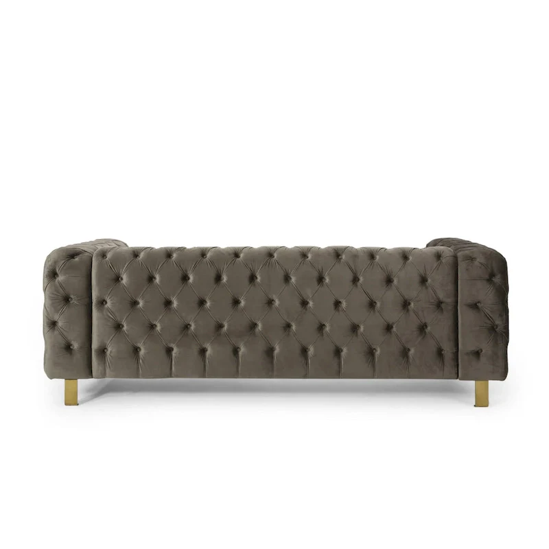 Keyser Modern Glam Tufted Velvet 3 Seater Sofa by Christopher Knight Home - 83.75 L x 34.50 W x 27.25 H