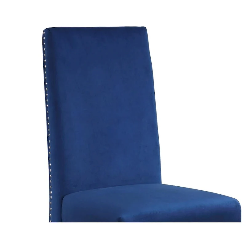 Best Quality Furniture Dining Chair includes Pleated Back, Nailhead-Trimmed, Chrome-Legged Chair (Set of 2)