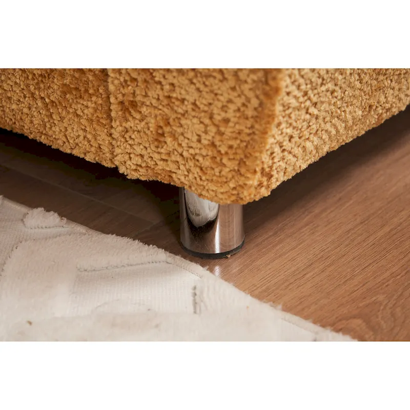 Yellow 101.6 Chenille L-Shaped Sectional Sofa with Ottoman