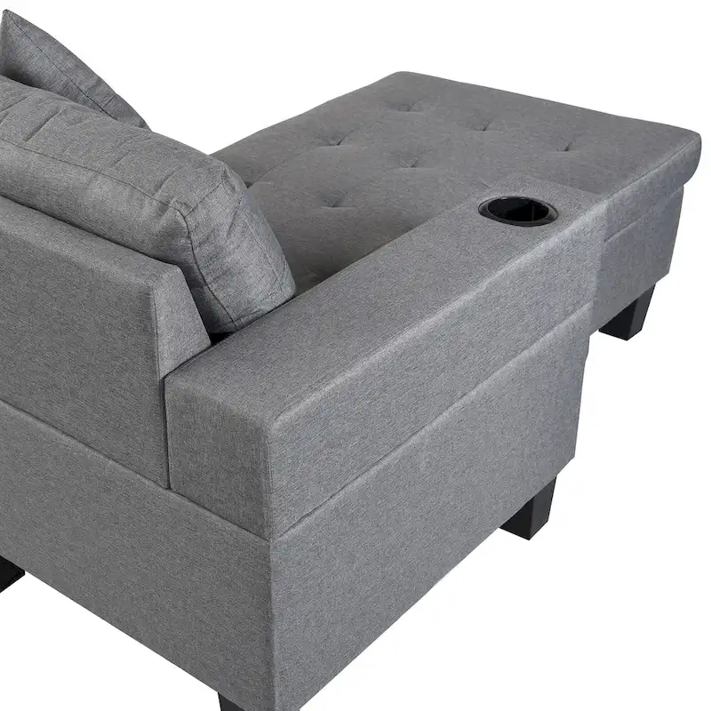 Modern 4-Seat L-Shaped Sectional Sofa with Lounge Chaise