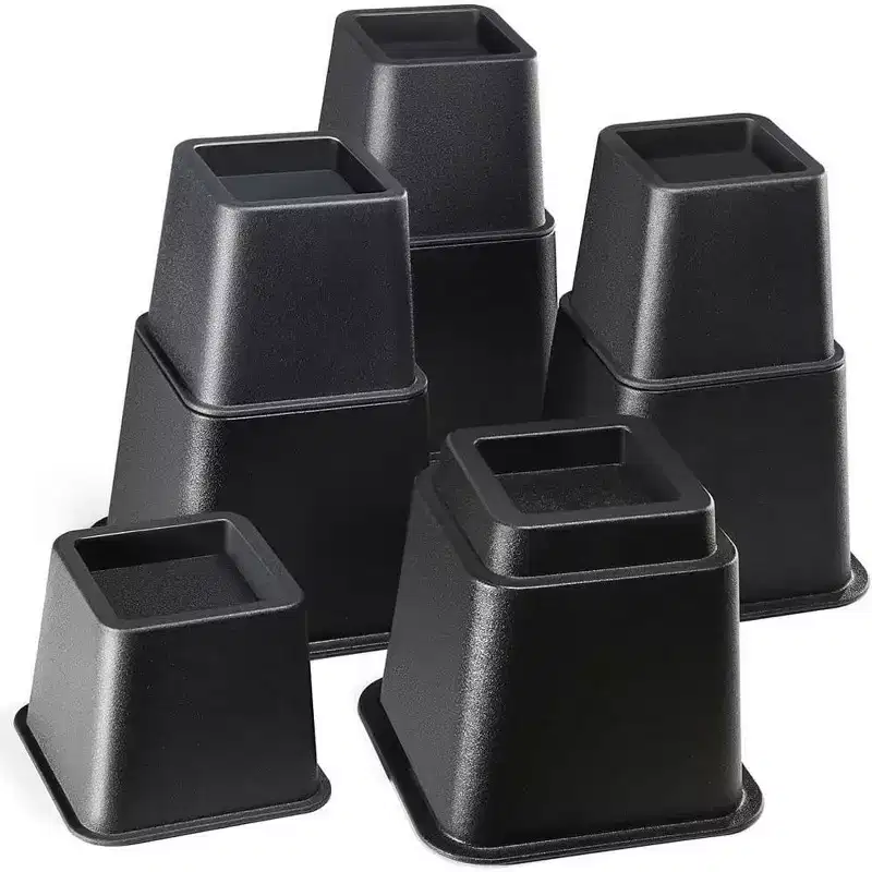 Adjustable Bed Risers - Heavy Duty Furniture Riser Set of 4 in Heights of 8, 5, or 3 Inches for Table risers, Bed Frame Risers in Black  Homeitusa