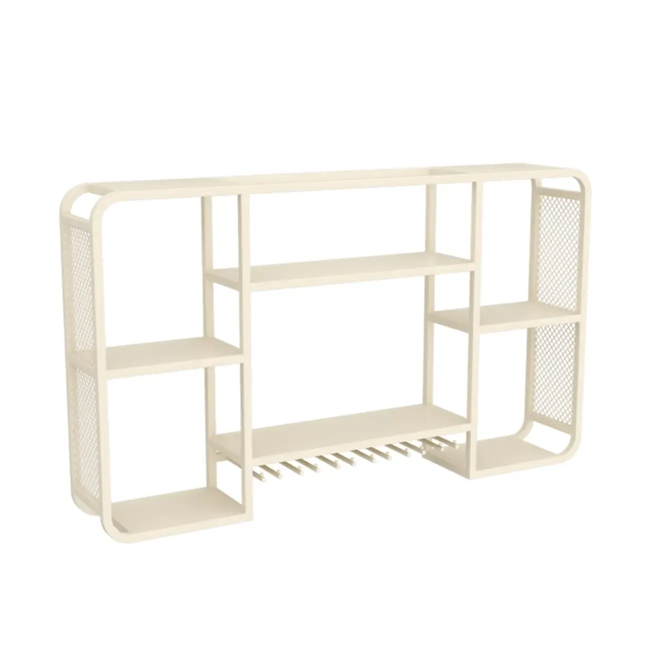 Alloy Wall Mount Open Wine Holder Bottle with Shelf