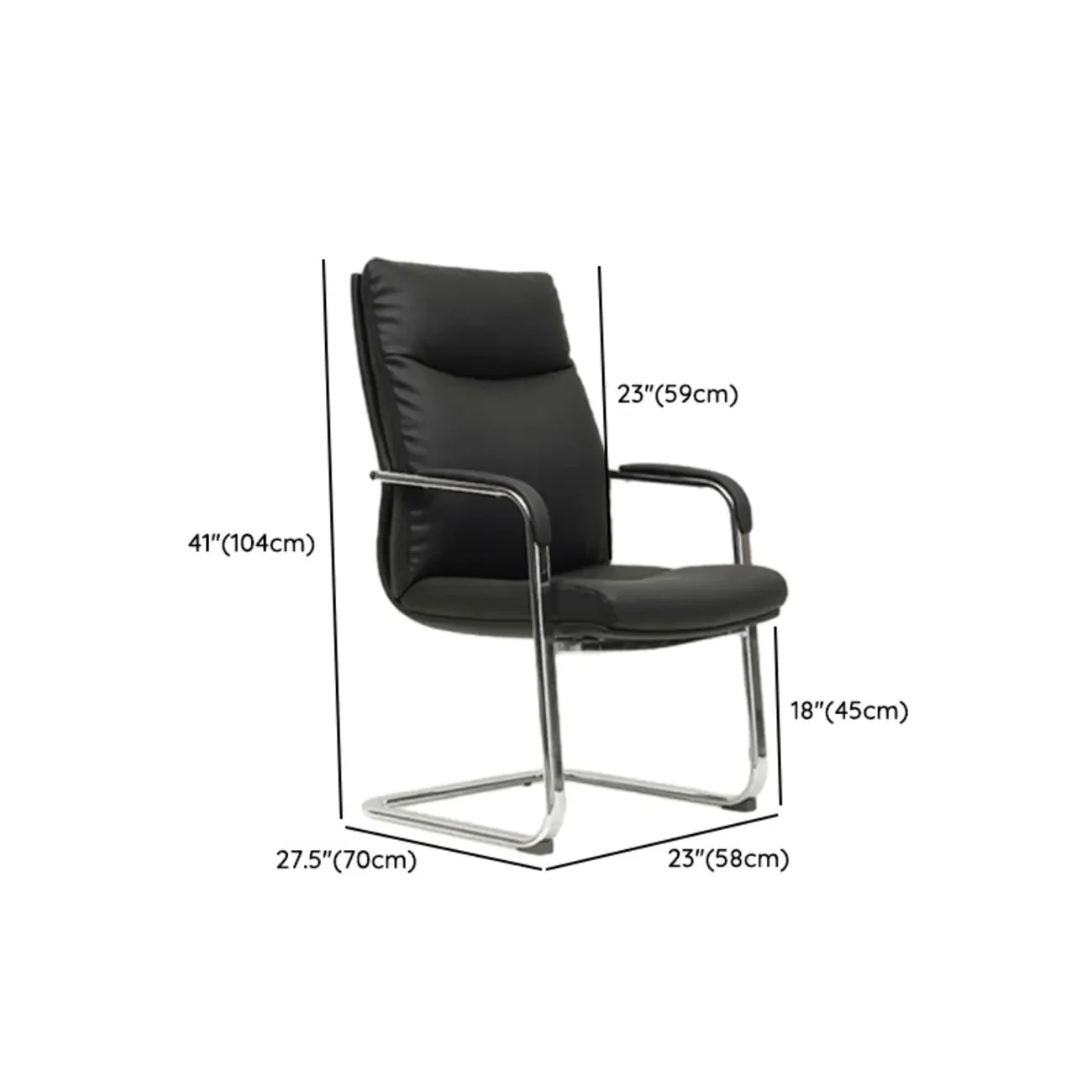 Modern Black Leather Upholstered Adjustable Swivel Office Chair