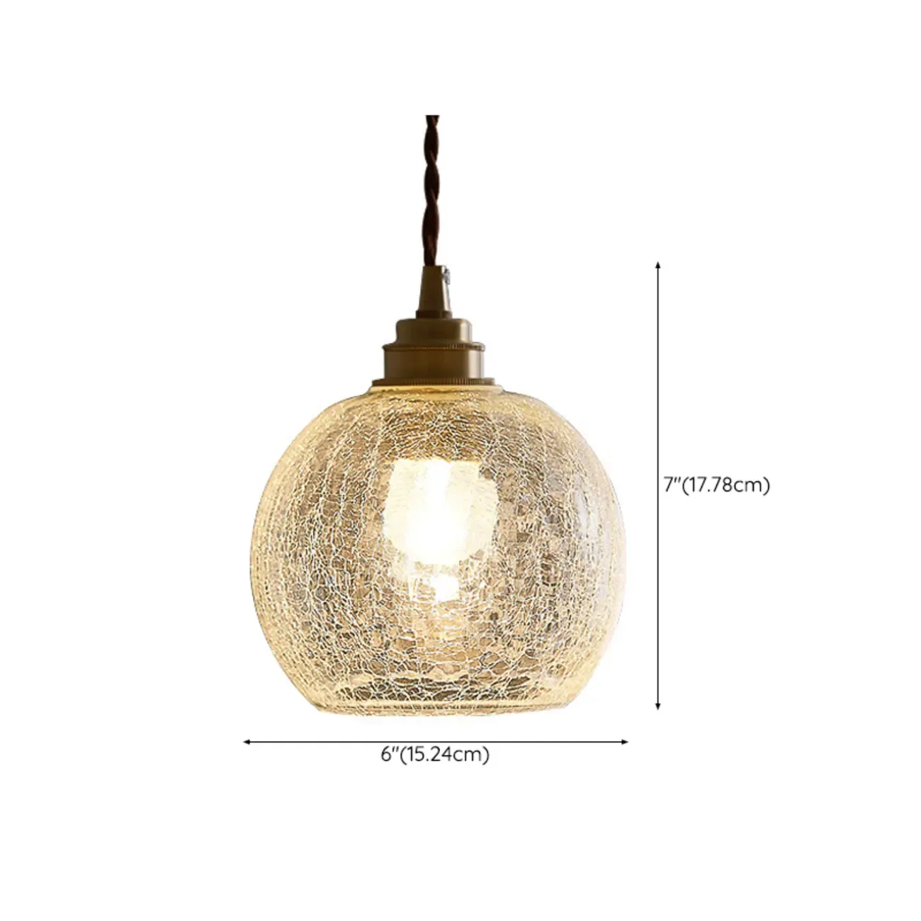 Modern Adjustable Gold Crakle Glass Globe Pendant Light
