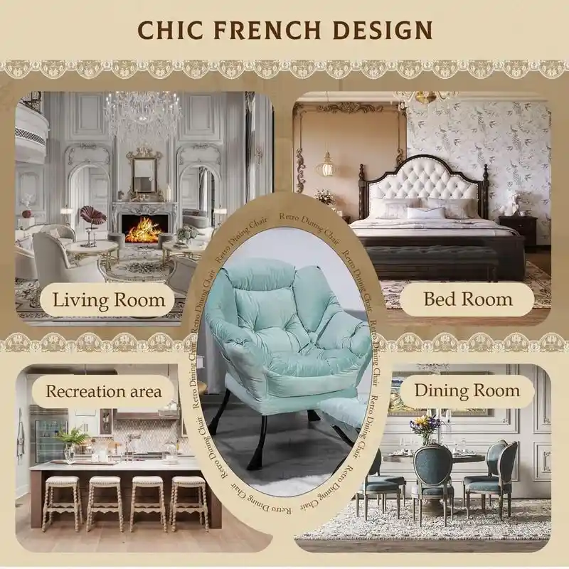 Modern Cotton Thick Padded Lazy Chair With Folding Ottoman