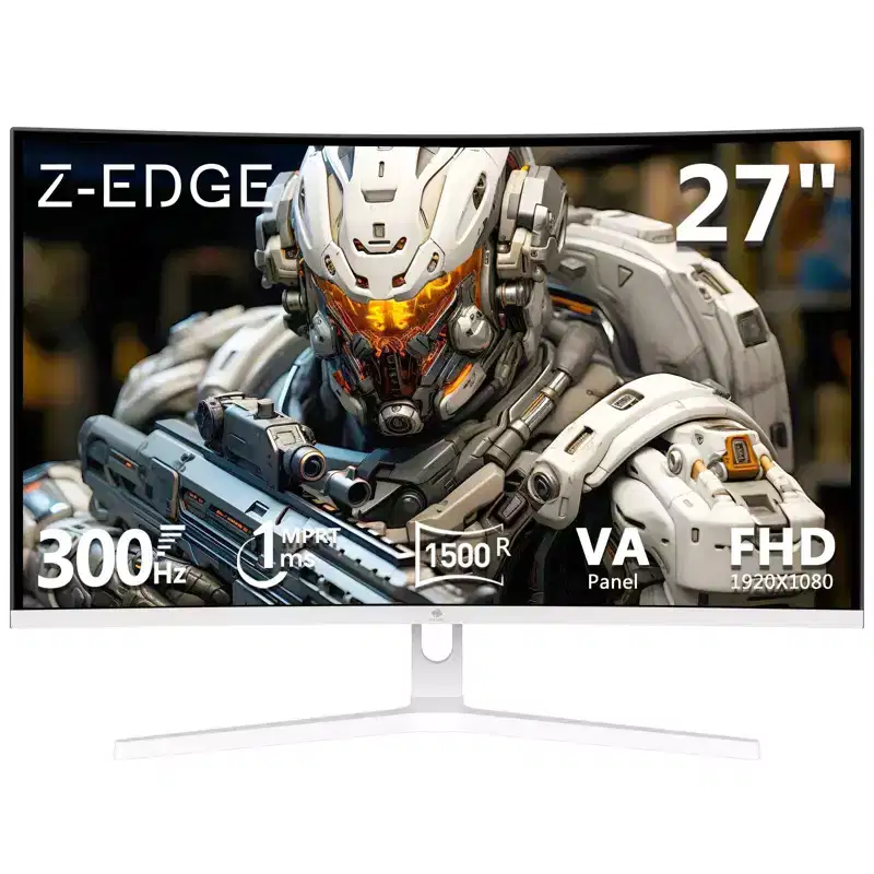 Z-EDGE UG27H 27 300Hz Curved Gaming Monitor, Full HD(1920x1080) White Gaming Monitor, FreeSync, HDR10, Ultra-Slim Bezel