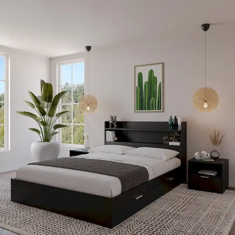 Hunter Platform Bed With Headboard And 2 Nightstands