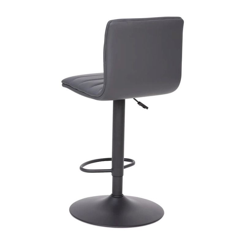 Modern Channel Stitched Adjustable Height Swivel Barstool with Footrest