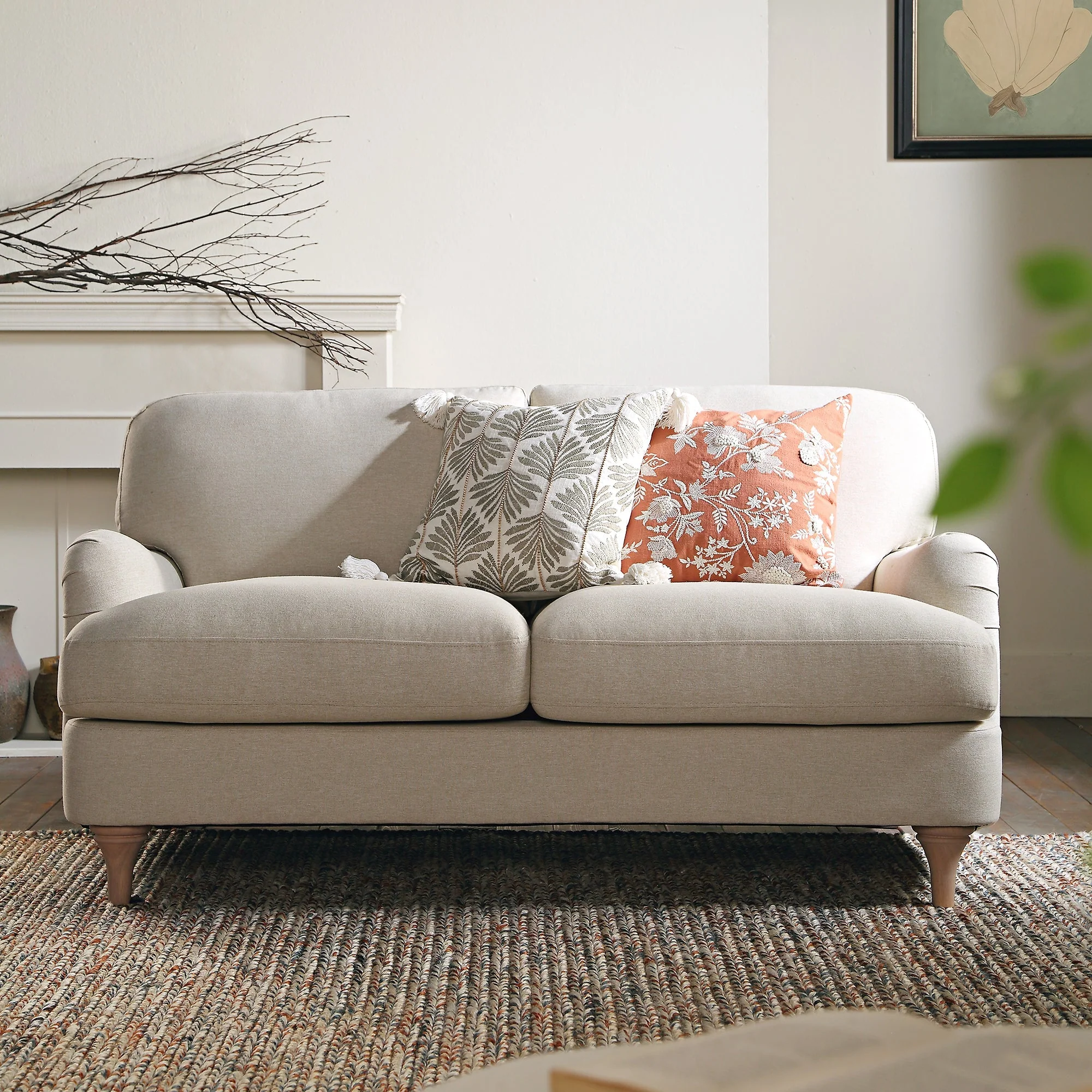 Oatmeal Fabric Sofa, 2-Seater