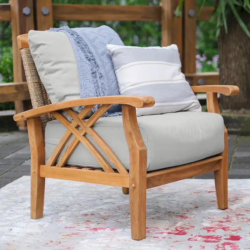 Cambridge Casual Carmel Teak Patio Club Chair with Cushion