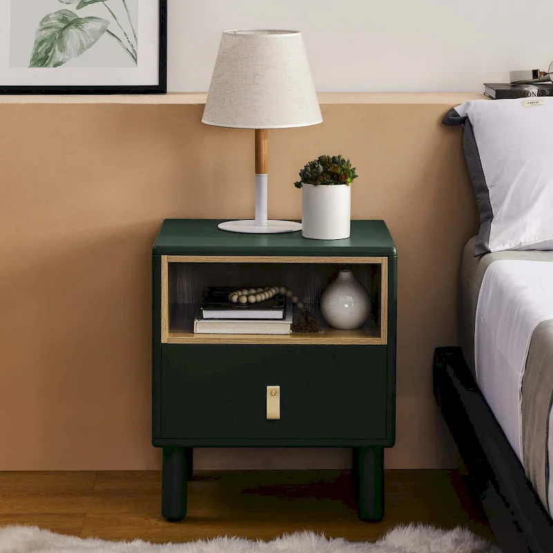 Green / Blue / Pink / White Modern Nightstand with Drawer — 1-Piece