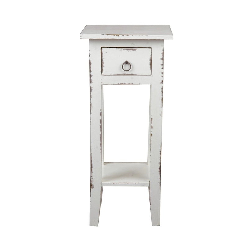 Solid Distressed Narrow Side Table - 25.75 - Washed White
