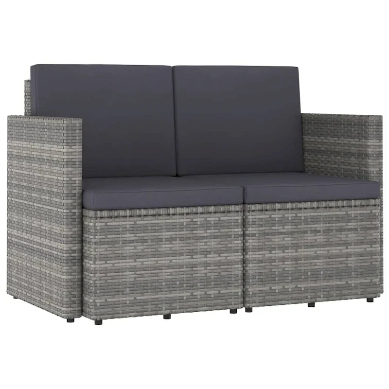 vidaXL 2 Seater Sofa Couch with Cushions Patio Wicker Love Seat PE Rattan
