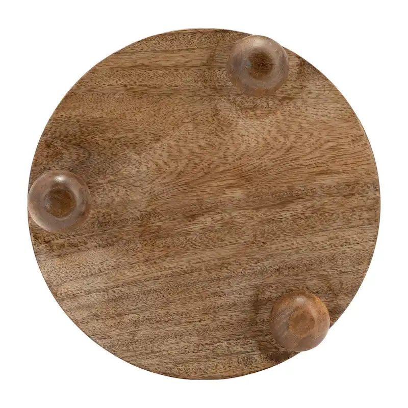 Sagebrook Home Natural Round Wood Set Of 2 Riser Trays - 10.0  x 10.0  x 3.0