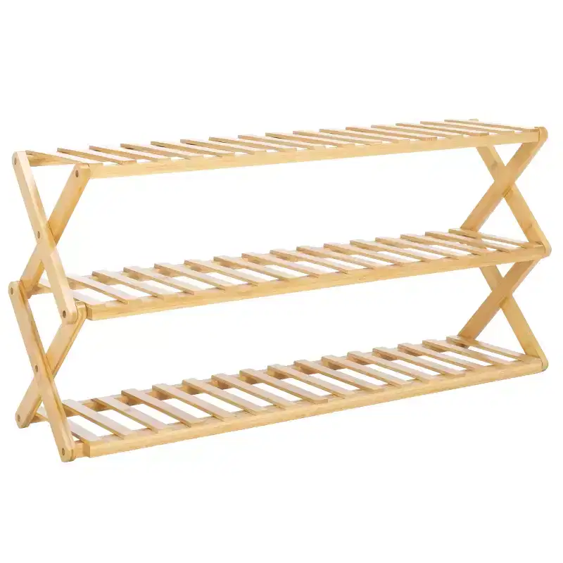 Acheta 3 Tier Shoe Shelf - Natural - Safavieh