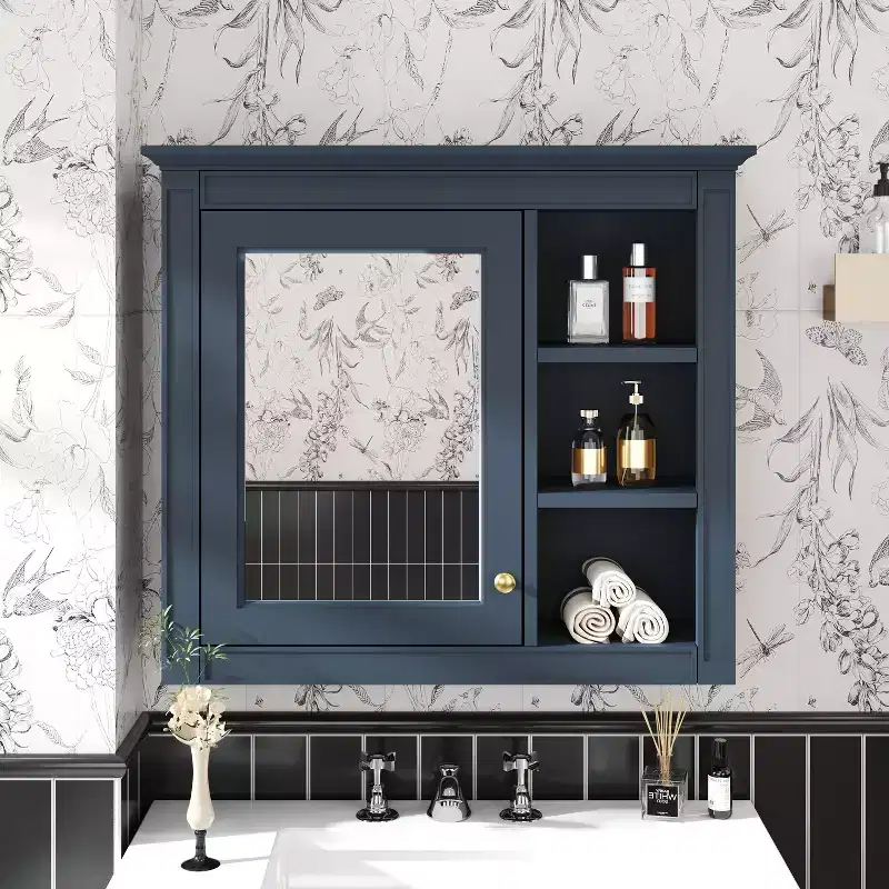 CASAINC 30 x 28 Bathroom Medicine Cabinet with Mirror and 3 Open Shelves, Wall-Mounted (No Vanity)