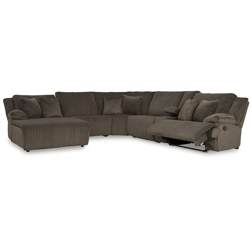 Signature Design by Ashley Top Tier Brown 6-Piece Reclining Sectional with Chaise - 147 W x 134 D x 41 H
