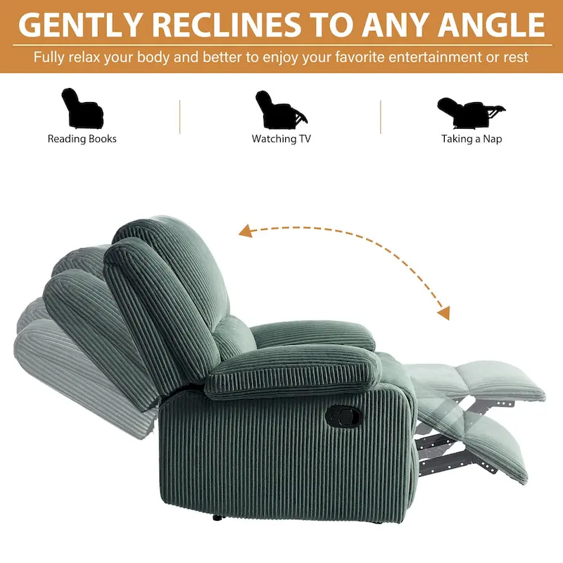 Vegan Leather Upholstered Push Back Manual Recliner Chair