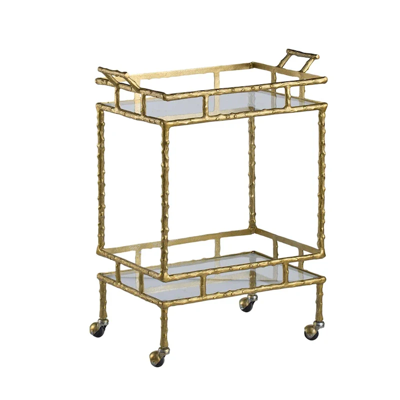 Gold & Silver 2-Tier Bar Cart – 1 Person, Portable