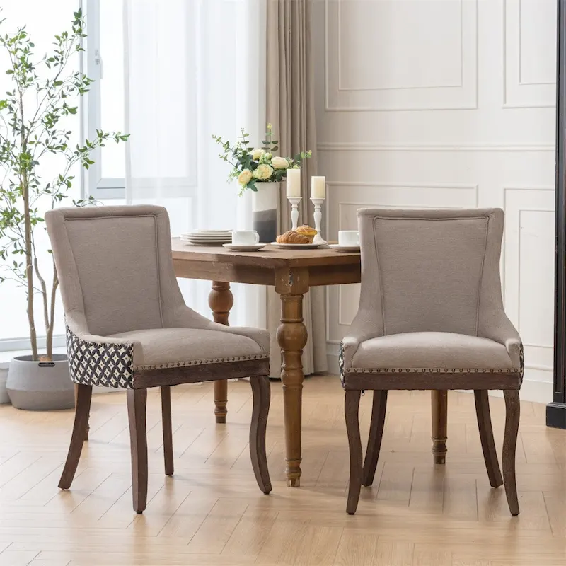 Ultra Side Dining Chair,Thickened Fabric Chairs w/Solid Wood Legs,2PCS