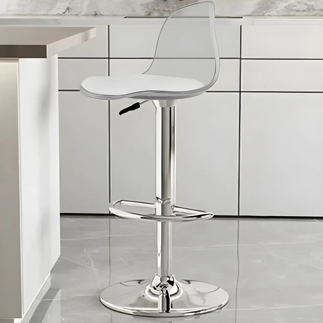 Modern Swivel Cushioned Acrylic Bar Stools with Backs