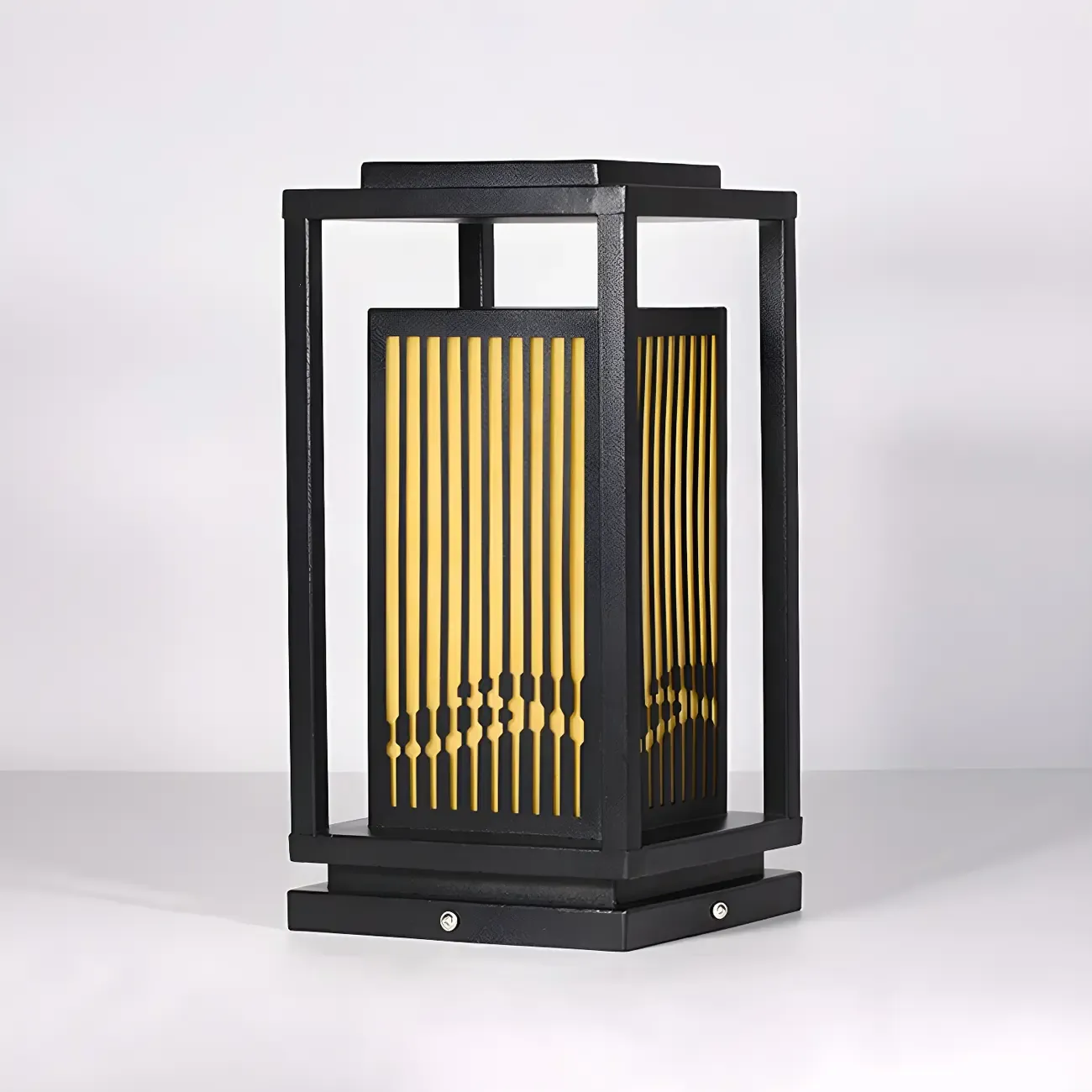 Black Metal Vertical Striped Post Cap Light