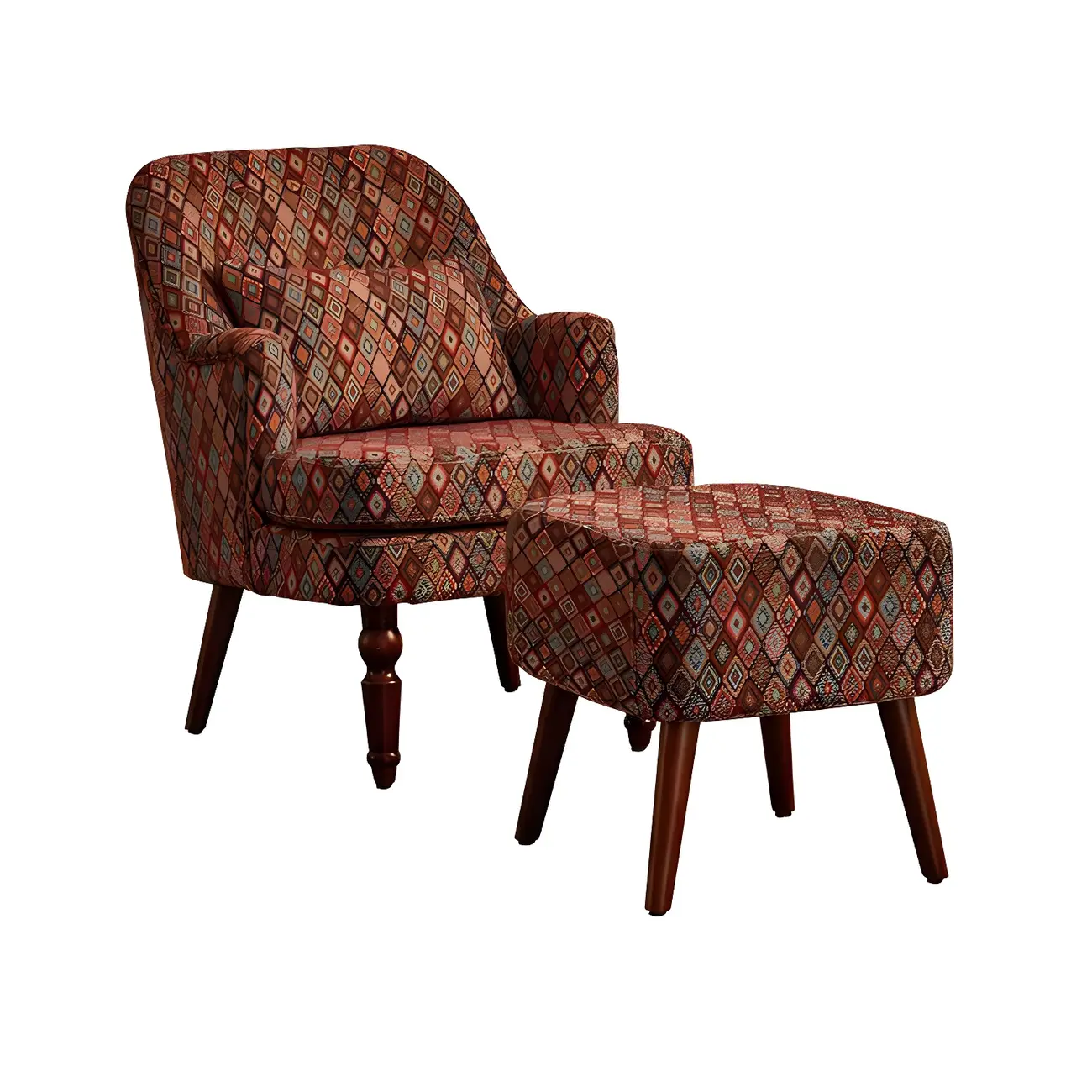 Scandinavian Patterned Upholstery Lounge Chair