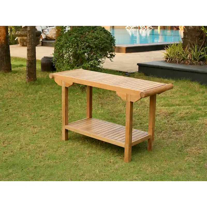 Jakarta Teak Outdoor Console Table with Storage Shelf - 51 L x 30 H x 17.5 W