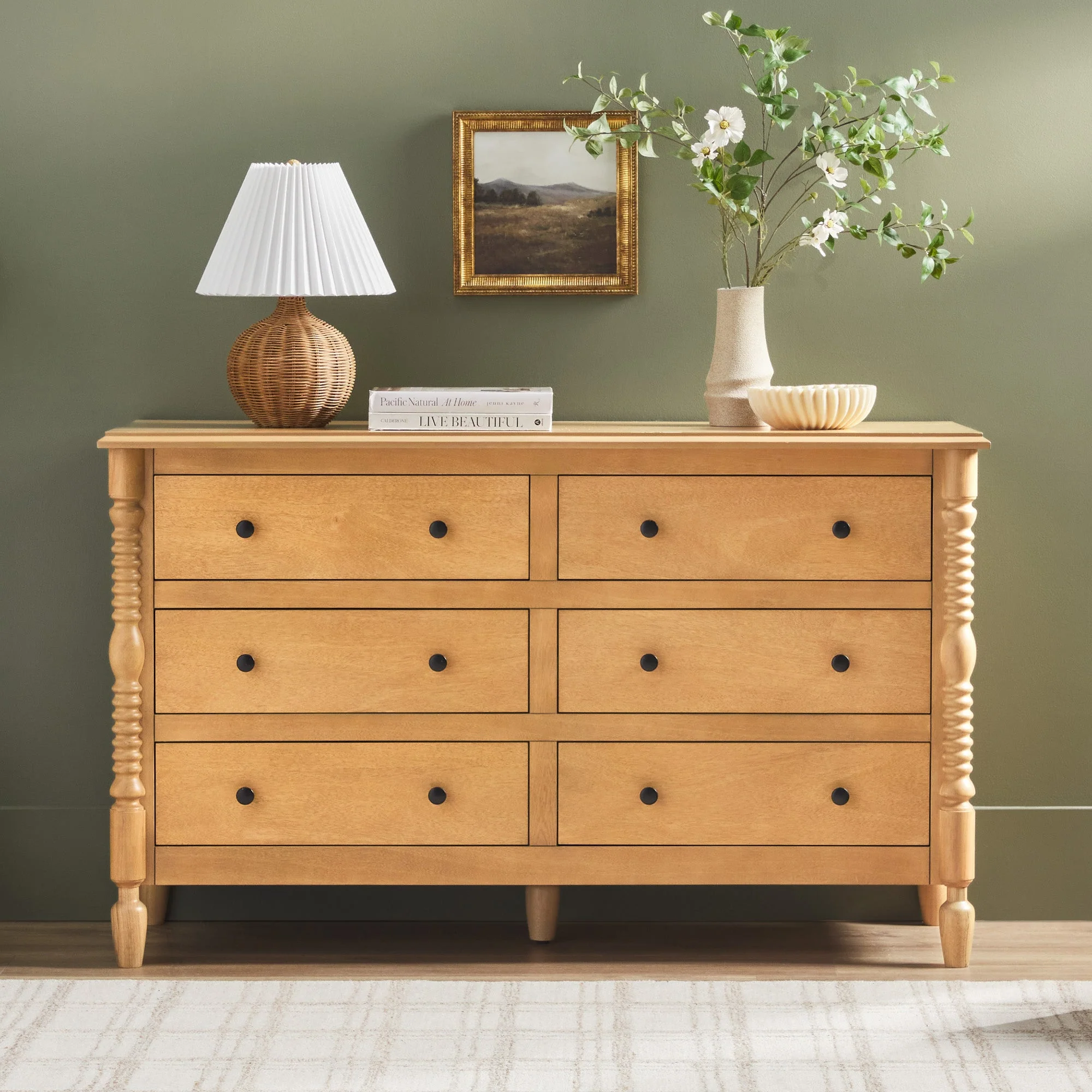 Traditional Vivienne 6-Drawer Easy Assembly Solid Wood Dresser