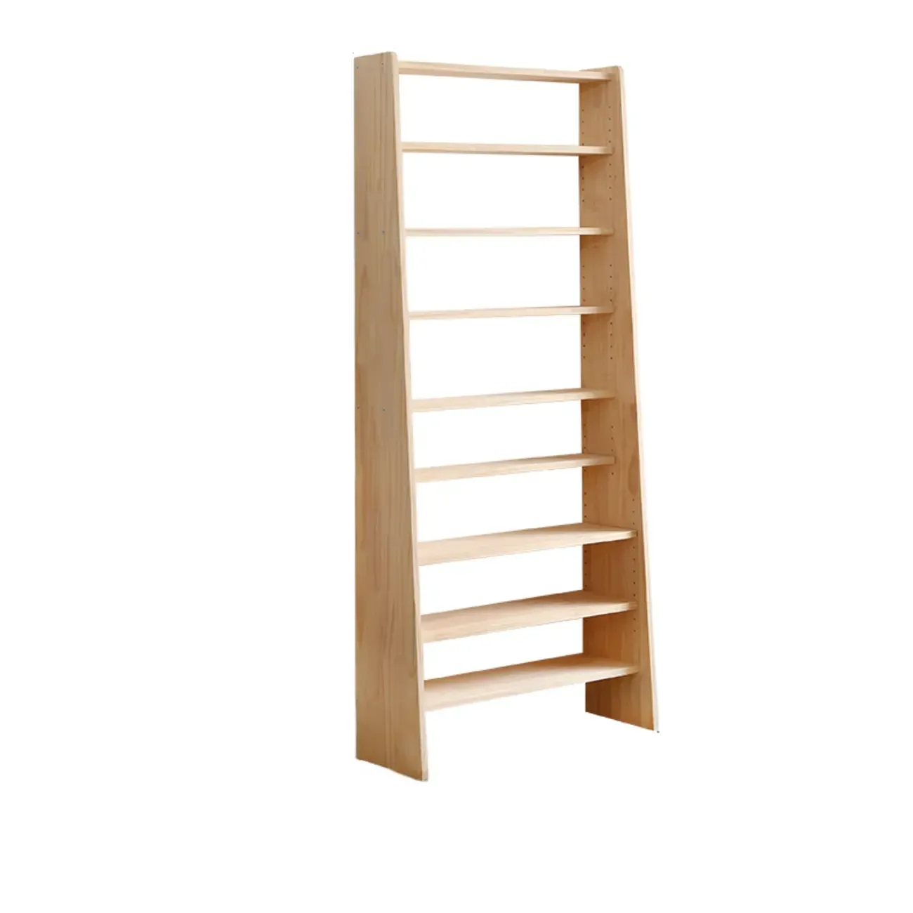Scandinavian Natural Wood Multi-Shelf Open Bookcase