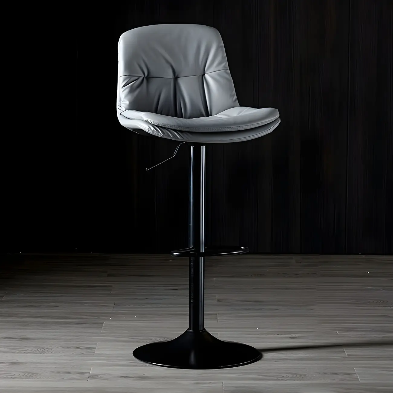 Adjustable Leather Low Back Swivel Bar Stool