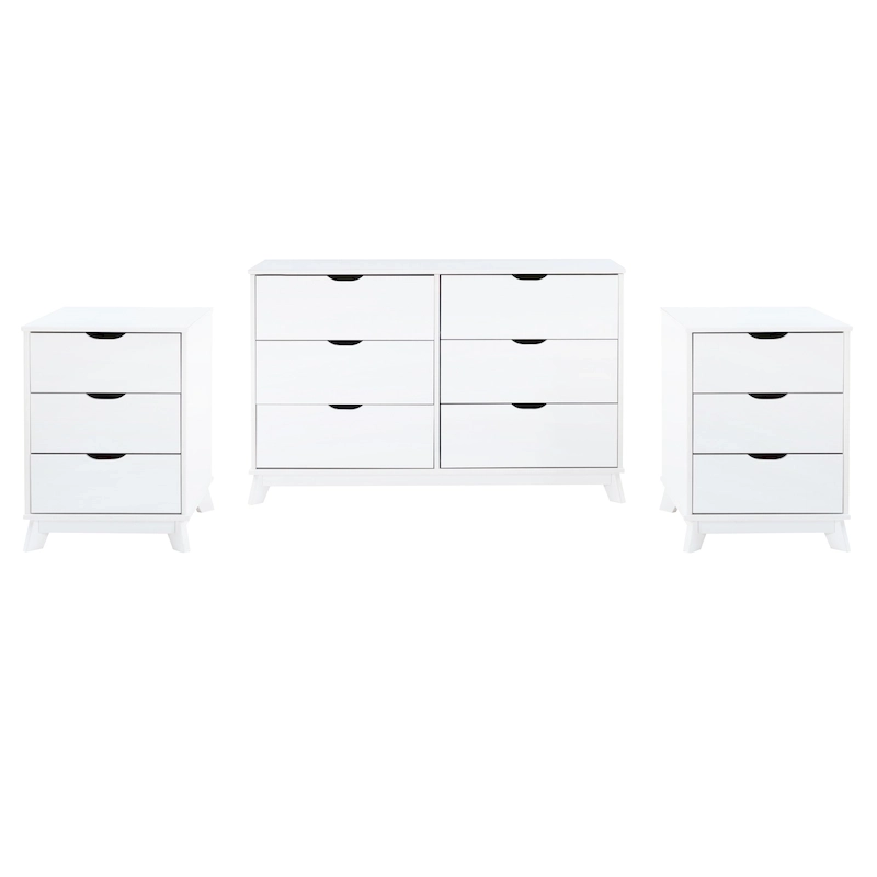 Purcell Pine Wood 3-Piece Bedroom Set with 6-Drawer Dresser and 3-Drawer Nightstands (Set of 2)