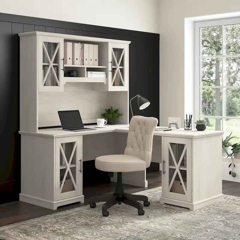 Lennox L Shaped Desk with Hutch and Storage Cabinets by Bush Furniture