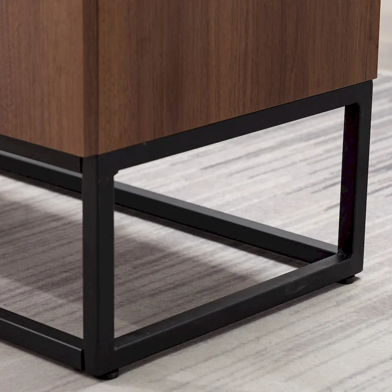 Faux Wood Sideboard with 3 Drawer Server Cabinet