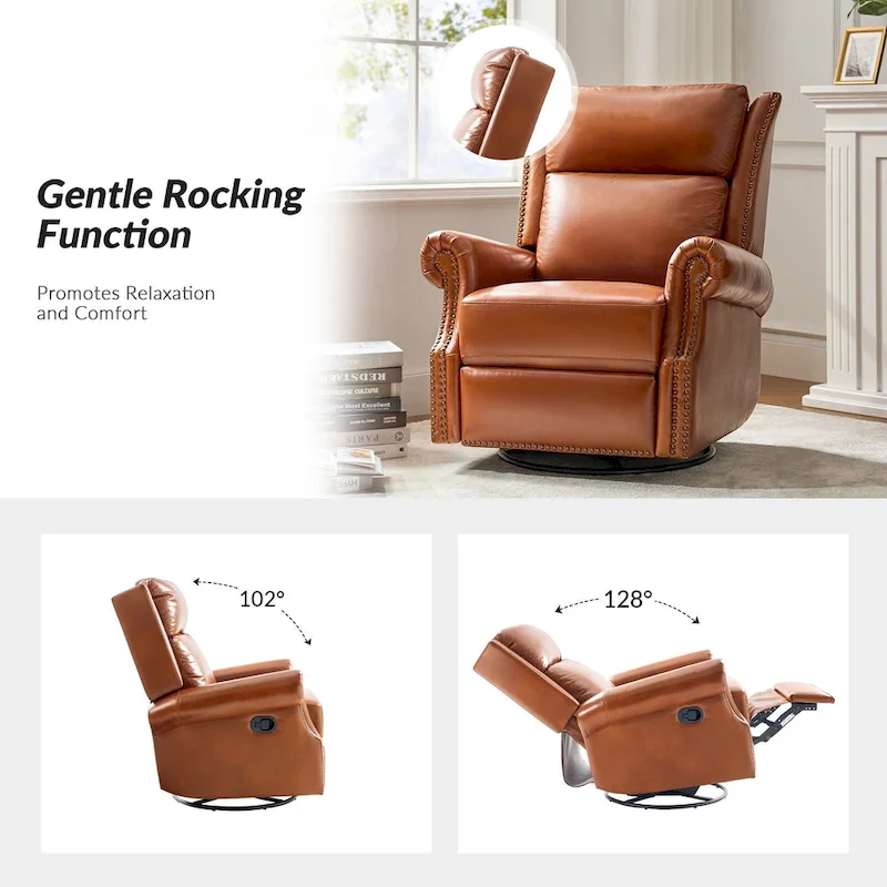 Viviana Traditional Genuine Leather Manual Swivel Glider Recliner Set of 2