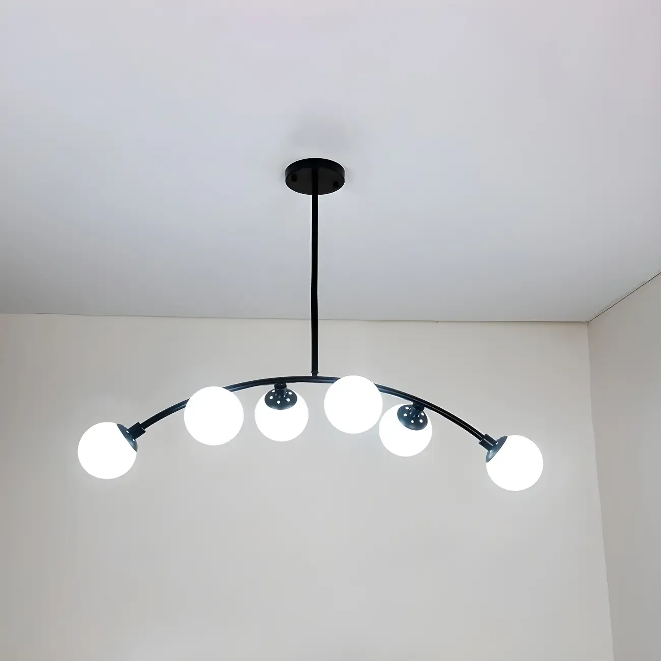 Trendy Black Glass Globe Island Pendant Light